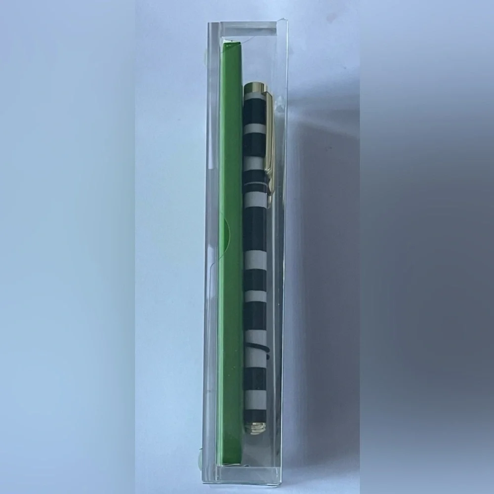 Kate Spade Dots & Stripes Fine Tip Pen Set With Acrylic Tray, NEW WITH TAGS
